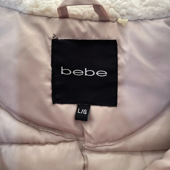 bebe Women's Heavyweight Insulated Long Length Parka Jacket Faux Fur Hood Size L - Picture 6 of 13